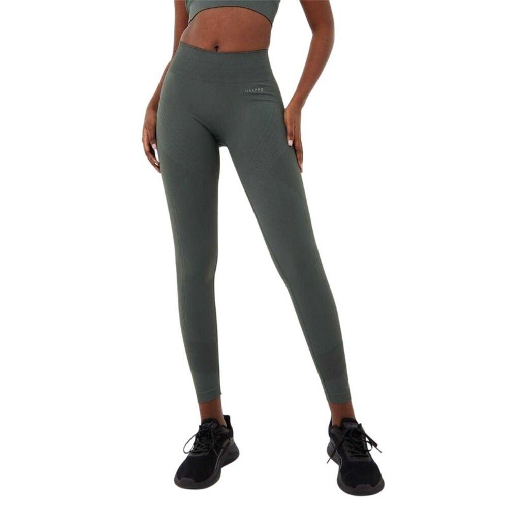 USA Pro Womens/Ladies Seamless High Rise Leggings / Khaki
